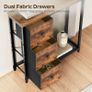 Slim Console Table, Sofa Table with 3 Fabric Drawers, Hallway Table with 2-Tier Storage Shelf, Industrial Storage Table, for Entryway, Living Room, Corridor, Rustic Brown and Black Image 6