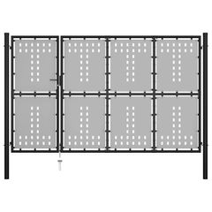 Garden Gate Steel 350x150 cm Black