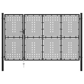 Garden Gate Steel 350x150 cm Black