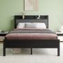 Double Bed Frames with Wooden Storage Headboard,Heavy Duty Metal Upholstered Platform Bed Frame Image 10