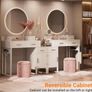 Dressing Table Vanity Desk with 4 Storage Drawers - Modern Makeup Desk with Charging Station, Vanity Desk with Reversible Cabinet Table Set with Divided Organizers for Women Girls Image 2