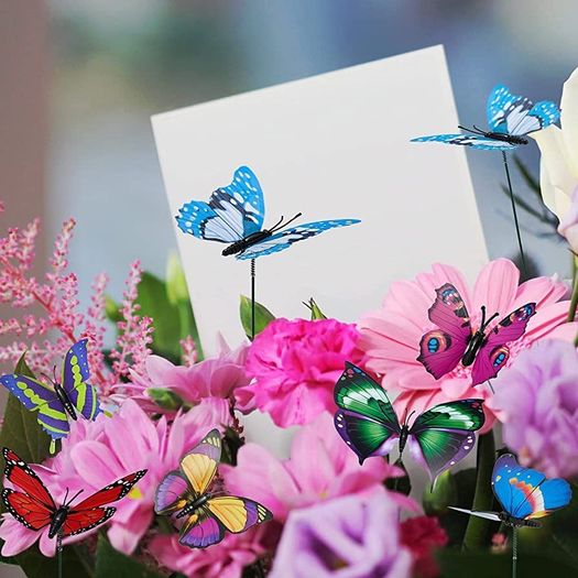 24pcs Garden Butterflies on Sticks, Garden Ornaments Outdoor, Decorative Butterflies for Flower Pot/Plant/Yard/Garden Summer Houses, Fairy Garden Accessories (FREE SHIPPING)