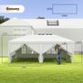 3 x 6 m Pop Up Gazebo with Sides and Windows, Height Adjustable Party Tent with Storage Bag for Garden, Camping, Event, White Image 3