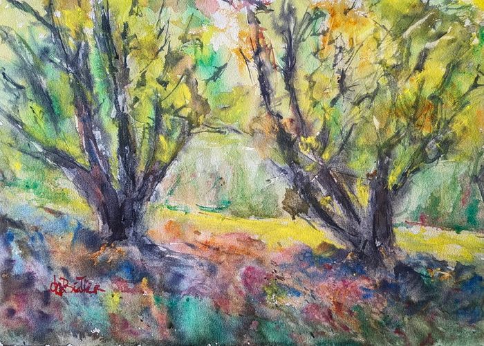 wild Atlantic way trees watercolour
