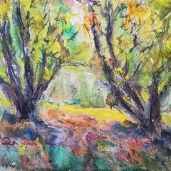 wild Atlantic way trees watercolour