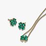 Pandora 4 Leaf Clover Gold P Pendant Necklace & Earrings Set New Image 2