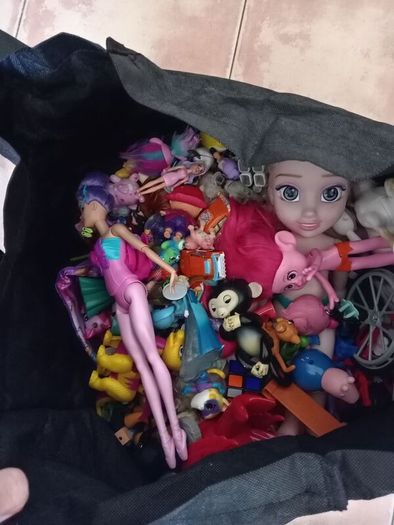 bag of toy figures