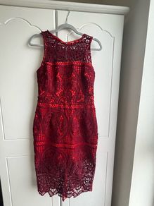 River Island New Burgundy Lace Midi Bodycon Dress