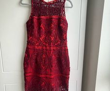 River Island New Burgundy Lace Midi Bodycon Dress