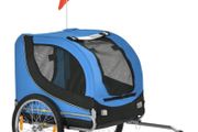 Steel Dog Bike Trailer Pet Cart Carrier for Bicycle Kit Water Resistant with Hitch Coupler Travel Black and Blue