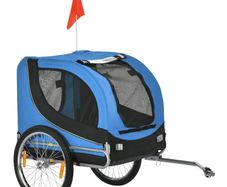 Steel Dog Bike Trailer Pet Cart Carrier for Bicycle Kit Water Resistant with Hitch Coupler Travel Black and Blue
