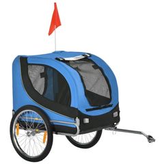 Steel Dog Bike Trailer Pet Cart Carrier for Bicycle Kit Water Resistant with Hitch Coupler Travel Black and Blue