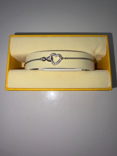 Swarovski infinity and heart silver bracelet