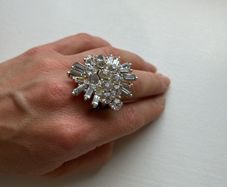Silver tone sparkling ring