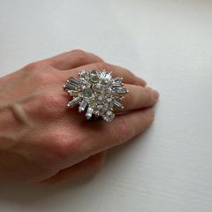Silver tone sparkling ring