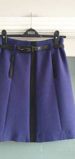 M&S A-line cobalt skirt with belt Sz 6 UK