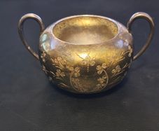 Sheffield Vintage Sugar Bowl Etched Antique Made in England Marked