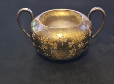 Sheffield Vintage Sugar Bowl Etched Antique Made in England Marked