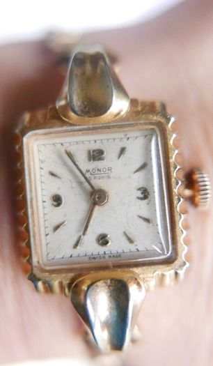Vintage 1930s MONOR Rolled Gold Watch - Working Vintage Ladies Manual Wind Up Wrist Watch Swiss Made