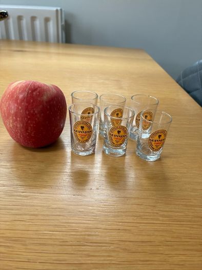 6 Mini Guinness Glasses.