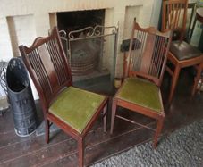 2 low curveback Edwardian chairs