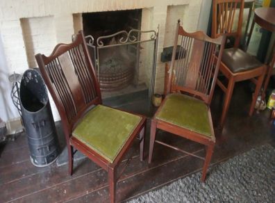 2 low curveback Edwardian chairs