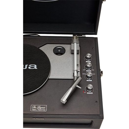 Aiwa VPX-1971/BK Vintage Turntable in Synthetic Leather Briefcase with Bluetooth 2-Way MP3 Player and USB Recorder Black