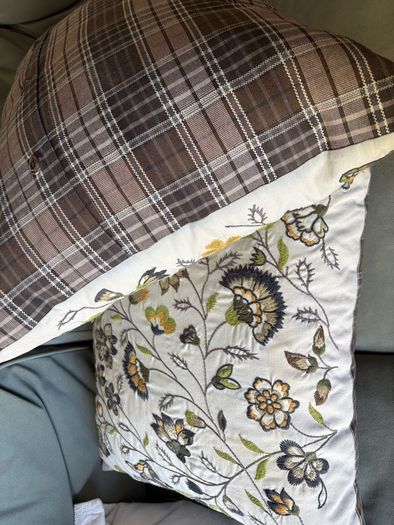 Vintage  ikea discontinued ALVINE LOV Pair of Embroidered large feather cushions. Hardly used.