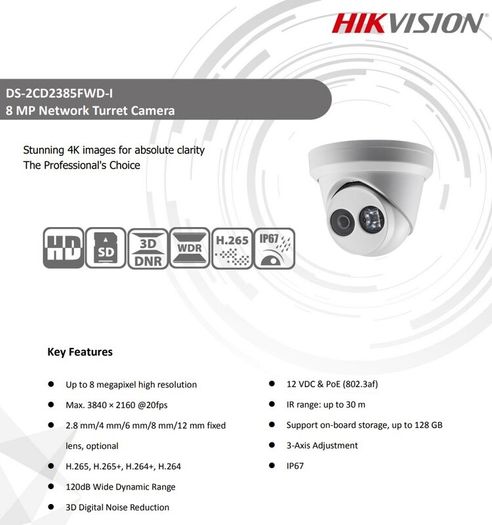 Hikvision 8MP (4K) Network Turret Camera (x2)