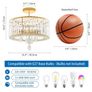 Gold Crystal Ceiling Lights,3-Light Modern LED Chandeliers Fitting,Industrial Crystal Semi Flush Mount Ceiling Lighting for Hallway Living Room Kitchen Bathroom,Dia 36.5cm E27 Base Image 4