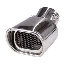 Car Exhaust Tip, Chrome, Angled, Oval - 63mm