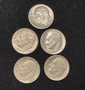 US American  dime coins 1965 1975 1976 1984 1990