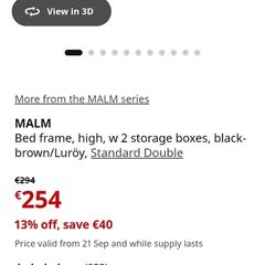 Ikea Malm Double bed with mattress