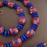 Vintage Venetian Style Floral Glass And tire Shape Blue Glass Beads Necklace Image 5