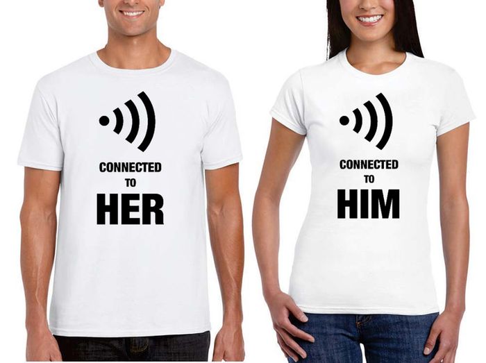 Connected to each other Funny couples t-shirts valentines day gift present