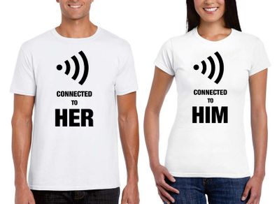 Connected to each other Funny couples t-shirts valentines day gift present