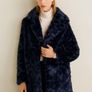 Gorgeous MANGO Size Xs-S faux fur coat in a deep navy shade with a super plush, textured finish. Image 4