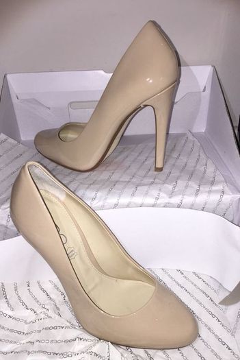 Aldo Nude Patent Heels - Size 37 (UK 4) - Brand New