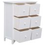 Side Cabinet with 6 Drawers White 60x30x75 cm Paulownia Wood Image 5