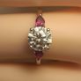 Moissanite Solitaire Ring with Natural Ruby Accents Image 9