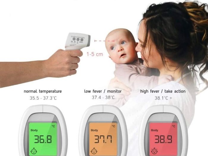 Baby, Children and Adults Contactless Infrared Digital Thermometer for Fever with Instant Read | Medical No Touch Temperature Gun Checker for Forehead or Body (FREE POSTAGE)