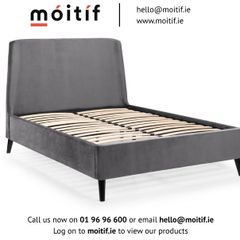 Fred Curved Headboard King-Sized Bed - Grey