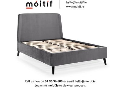 Fred Curved Headboard King-Sized Bed - Grey