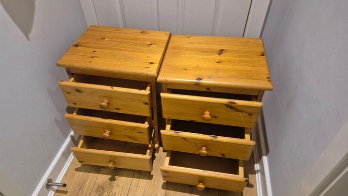 Pair of Solid Pine 3-Drawer Lockers