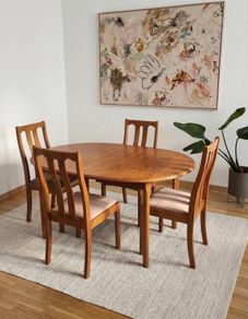 Mid Century Teak Extending Dining Table & 4 Chairs