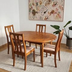 Mid Century Teak Extending Dining Table & 4 Chairs