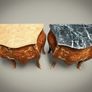 Pair of Mahogany and Kingwood Veneer Marble Top Bombe Bedside Lockers / Nightstands Image 2