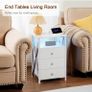 Bedside Table Set of 2 with Charging Station, Side Table with Led Lights Image 2