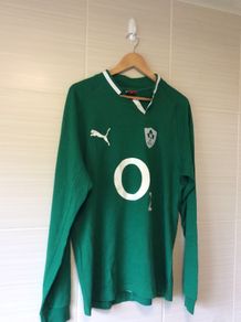 Ireland Rugby Jersey. Season 2011/2012. Official Puma Mens Long Sleeved Home Jersey. Authentic Original From 2011. Not A Modern Day Remake.