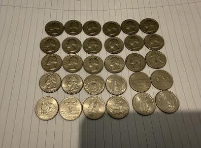 USA Quarter Dollars - 30 Coins